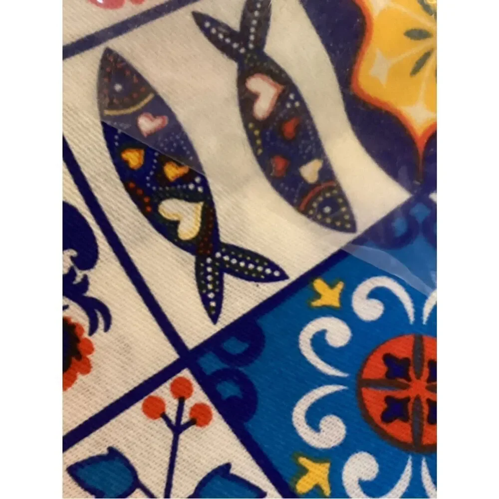 Floral Printed Table Runner – Blue, Orange & Yellow